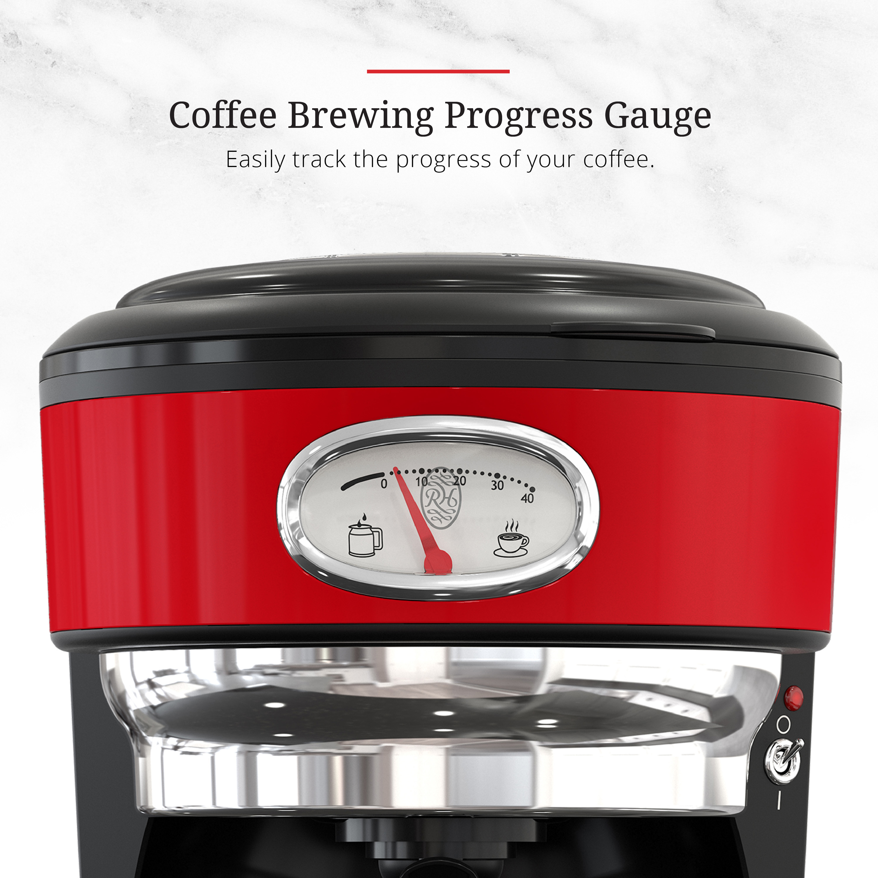 Retro Style 8 Cup Coffeemaker Red Stainless Steel